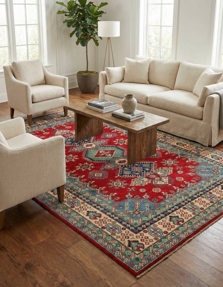 Detail image of 6' 6 x 9' 7  Hand Knotted Kazak Rug