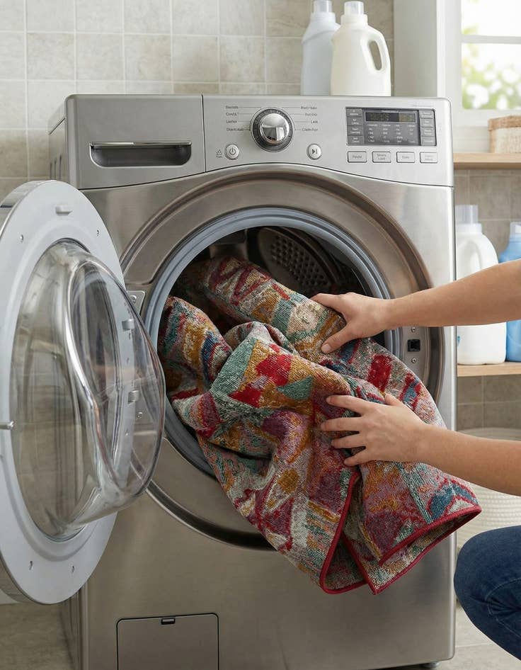 Detail image of 6' x 6'  Washable Modern Indoor / Outdoor Square Rug