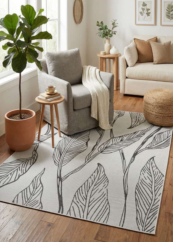 6' x 9' Easy-Clean Botanical Indoor / Outdoor Rug