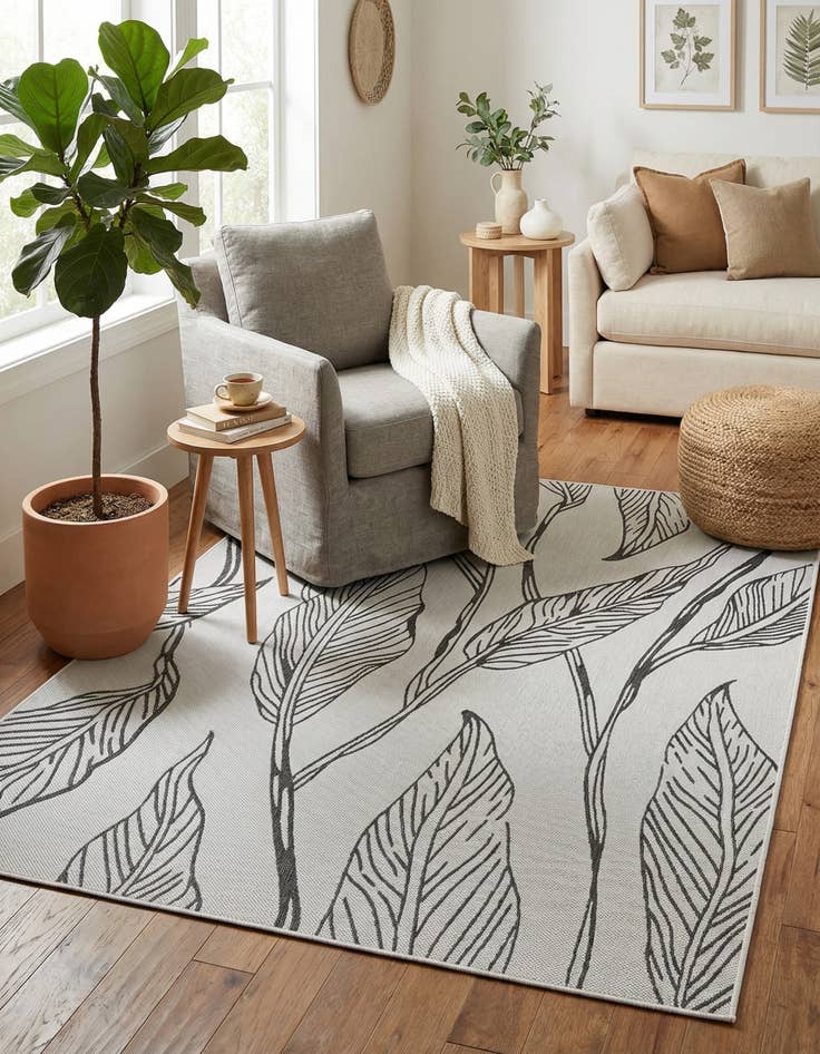 Detail image of 6' x 9' Easy-Clean Botanical Indoor / Outdoor Rug