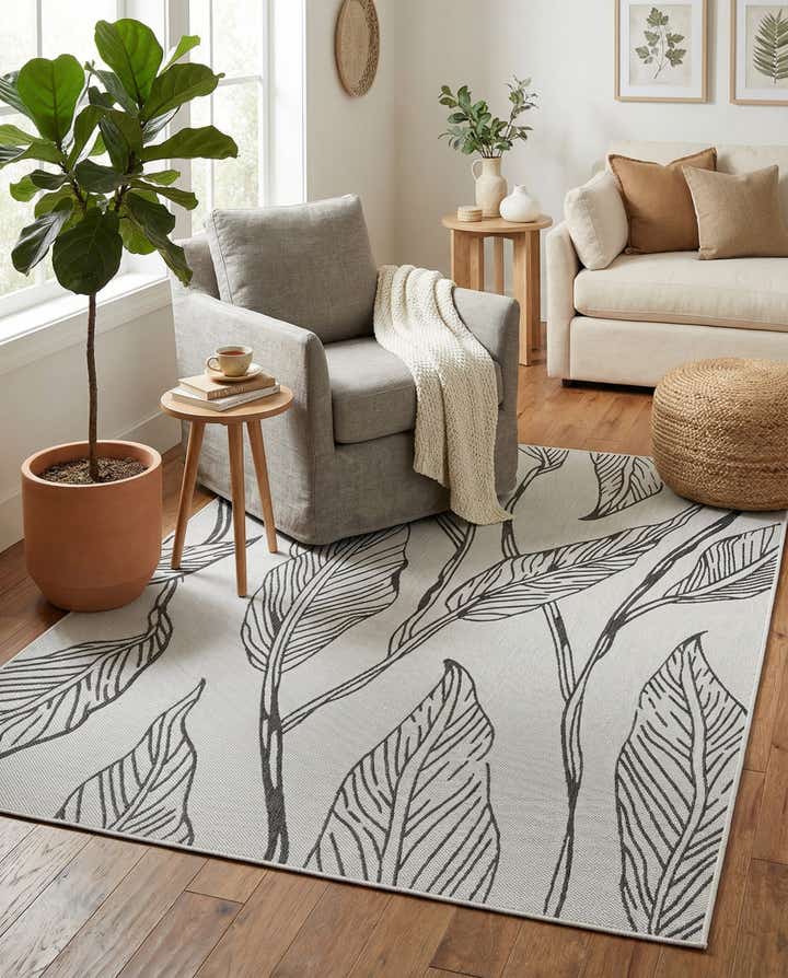 6' x 9' Easy-Clean Botanical Indoor / Outdoor Rug