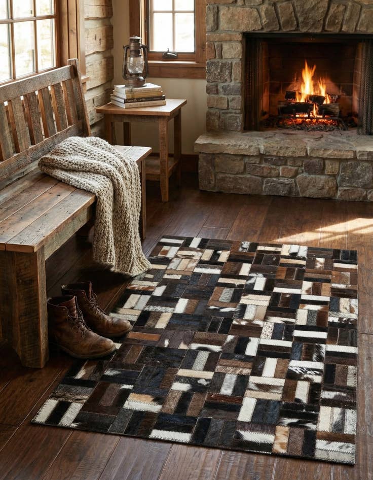 Detail image of 2' x 3' Cowhide Leather Rug