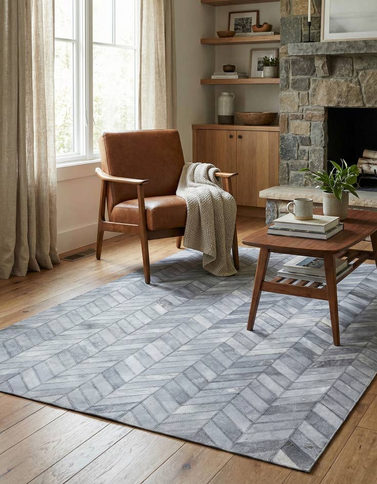 Detail image of 3' 8 x 5' 5 Cowhide Leather Rug