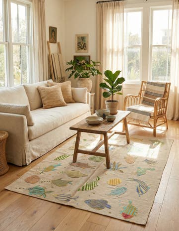 3' 11 x 5' 5 Hand Woven Kilim Suzani Wool Rug