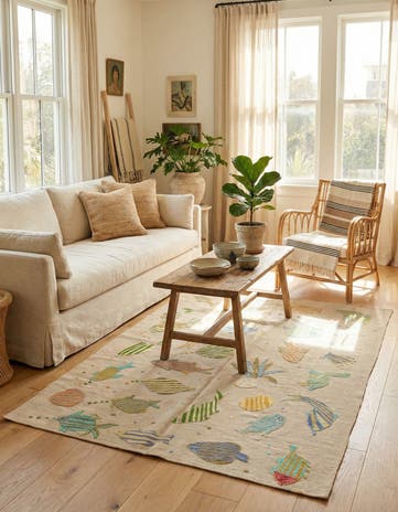 3' 11 x 5' 5 Hand Woven Kilim Suzani Wool Rug
