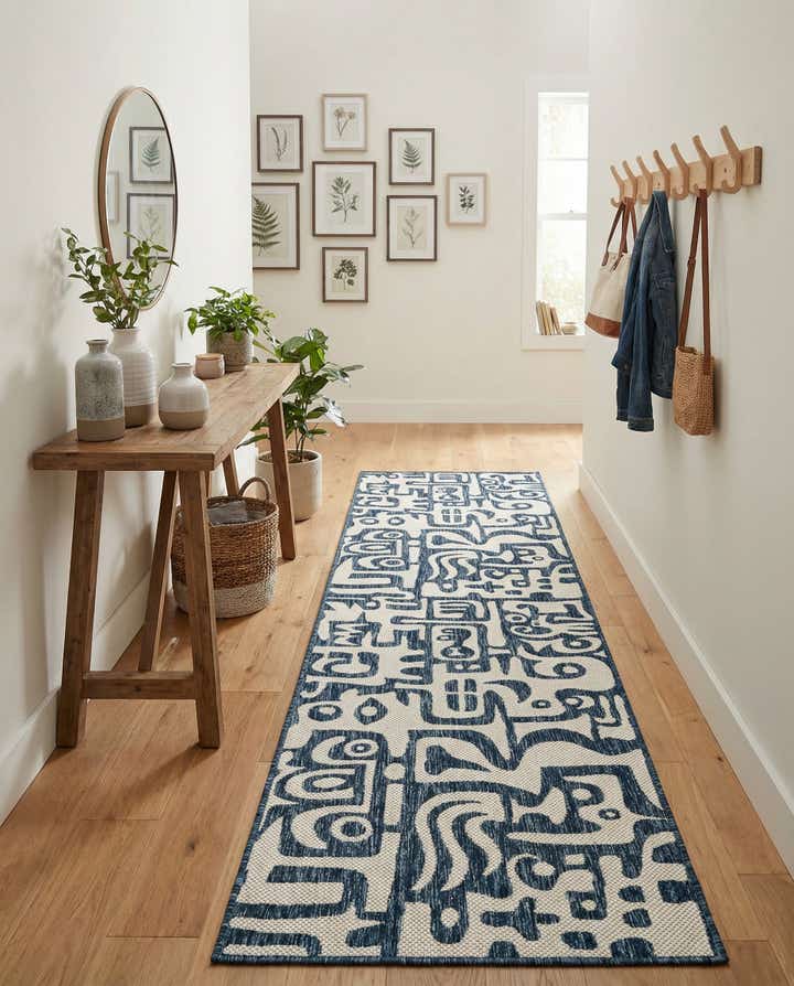 2' 7 x 12' Easy-Clean Modern Indoor / Outdoor Runner Rug