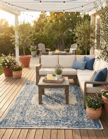 5' 3 x 8' Easy-Clean Traditional Indoor / Outdoor Rug