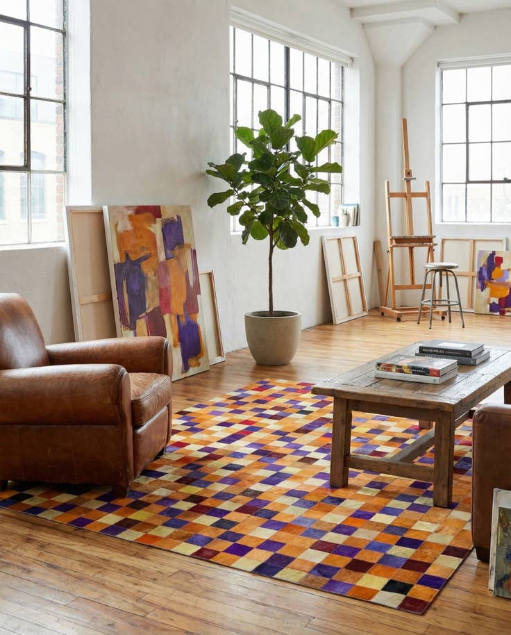 Detail image of 7' 11 x 9' 11 Cowhide - Patchwork Rug