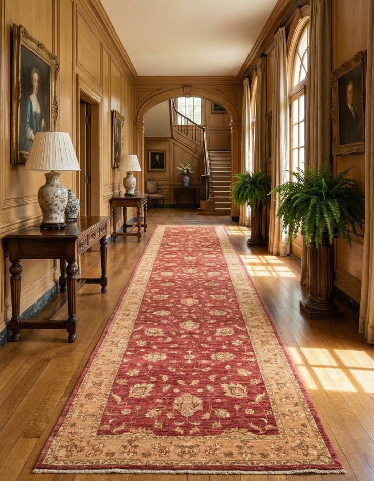 Detail image of 4' 10 x 19' 3  Hand Knotted Peshawar Ziegler Runner Rug