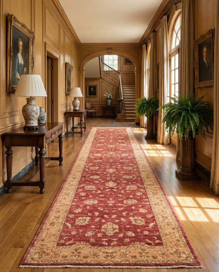 Detail image of 4' 10 x 19' 3 Hand Knotted Peshawar Ziegler Runner Rug