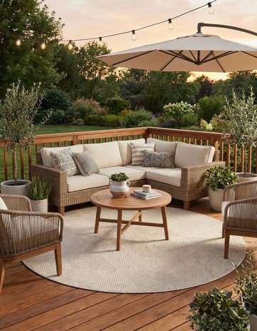 Beige Easy-Clean Sabrina Soto Indoor / Outdoor Round Rug