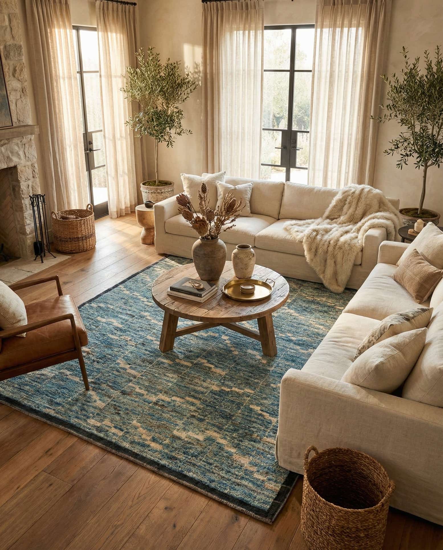 6' 7 x 9' 3 Hand Knotted Moroccan Wool Rug