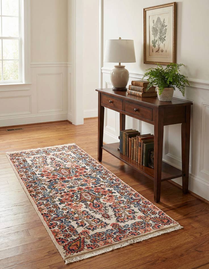 Detail image of 2' 1 x 4' 2 Hand Knotted Sarough Wool Runner Rug