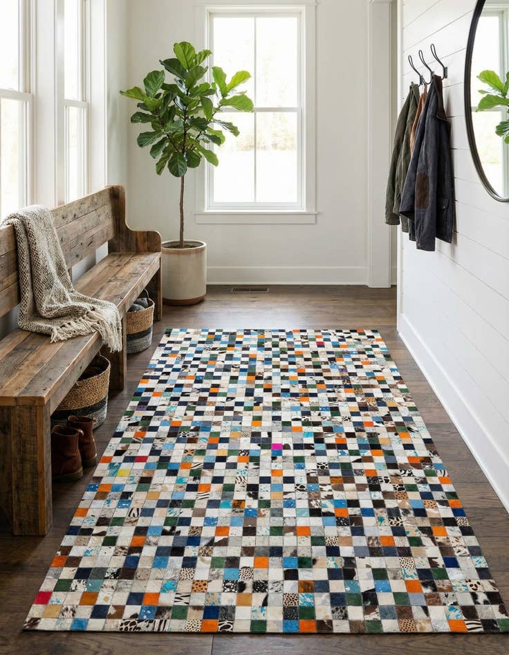 Detail image of  5' 1 x 8' Cowhide Leather Rug