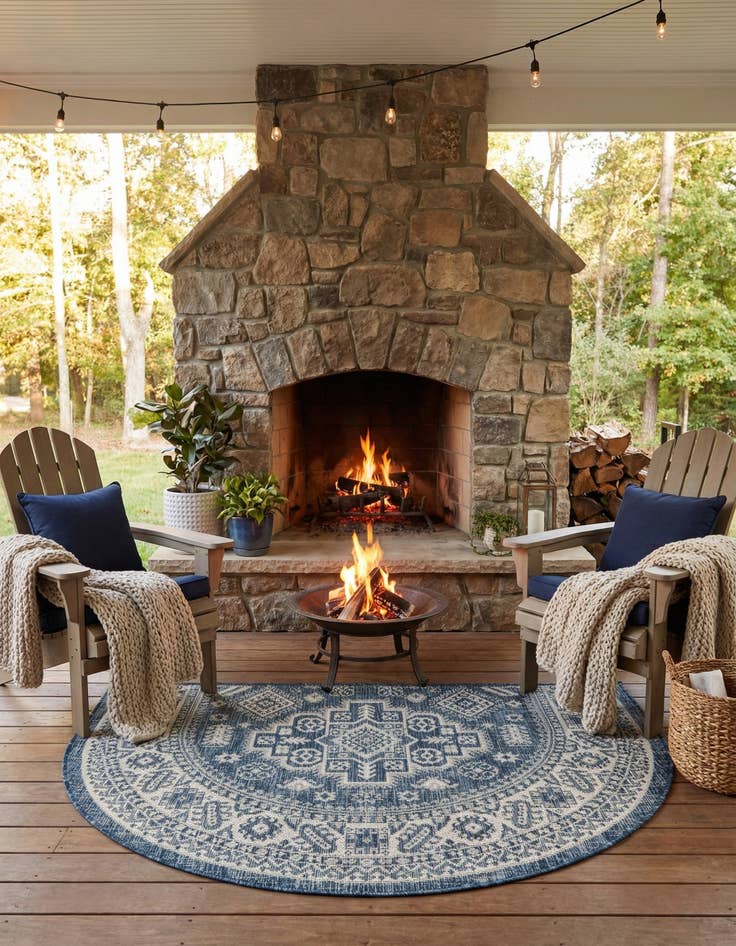 Detail image of  2' 7 x 4'  Washable Aztec Indoor / Outdoor Hearth Rug