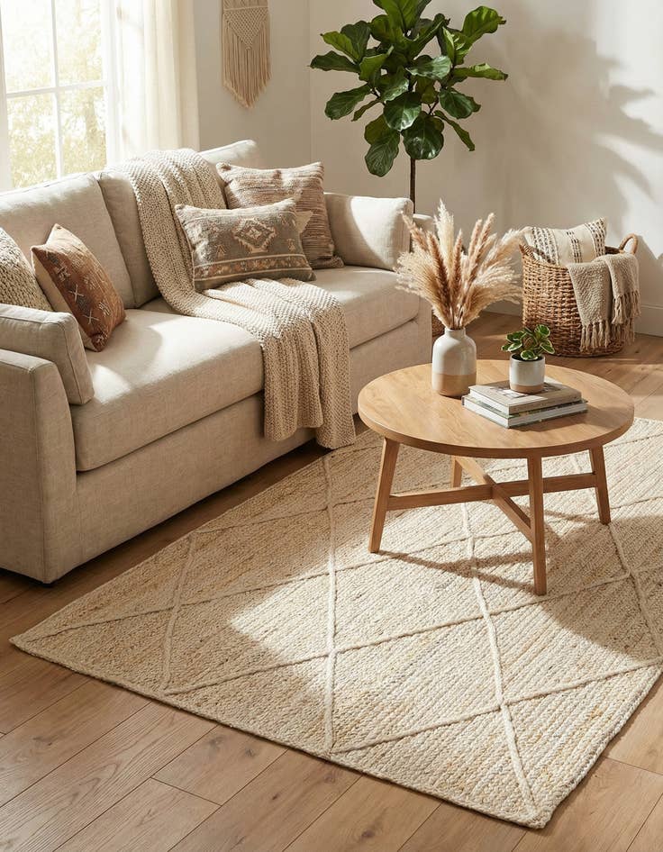 Detail image of 4' 1 x 6' 1  Hand Braided Jute Rug