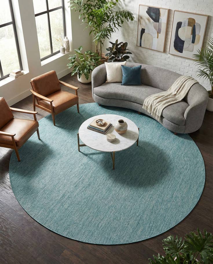 Detail image of 10' 8 x 10' 8 Easy-Clean Solid Indoor / Outdoor Round Rug