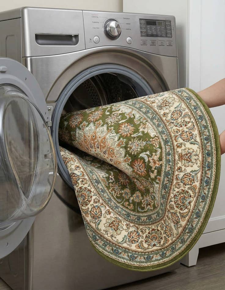 Detail image of  6' 1 x 6' 1  Washable Traditional Indoor / Outdoor Round Rug