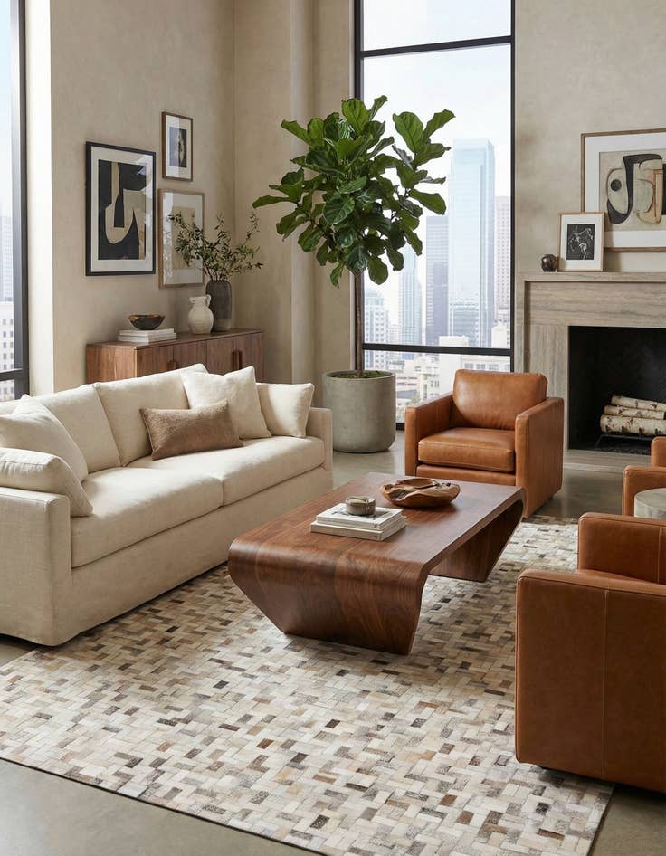 Detail image of  6' 7 x 9' 9 Cowhide Stocks Rug