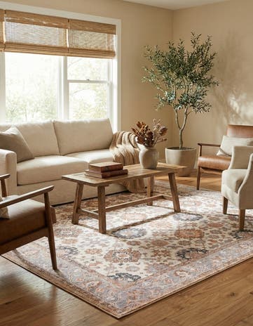 Ivory Washable Timeless Square Rug
