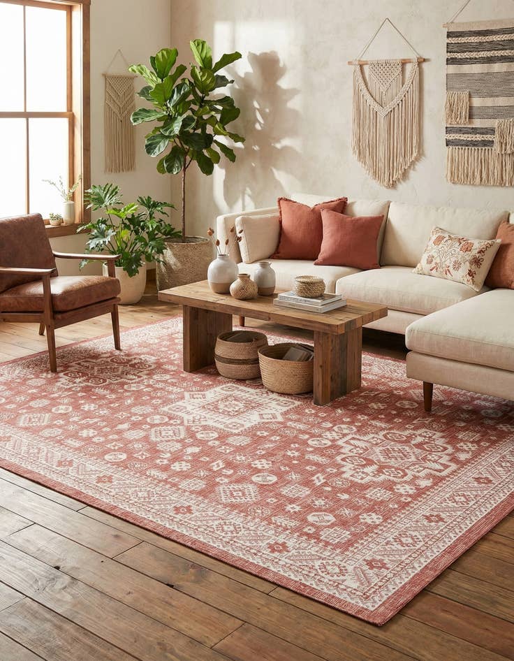 Detail image of 10' x 13'  Washable Aztec Indoor / Outdoor Rug