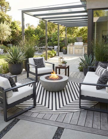 12' x 12' Easy-Clean Modern Indoor / Outdoor Round Rug