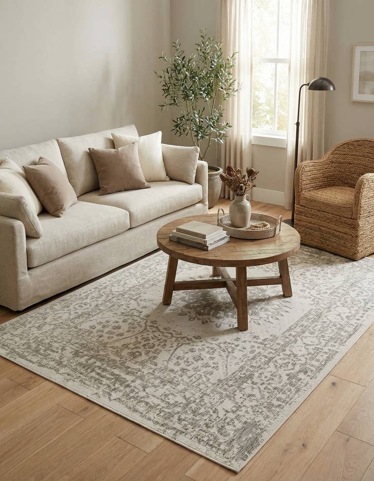 Detail image of 5' 3 x 8'  Washable Traditional Indoor / Outdoor Rug