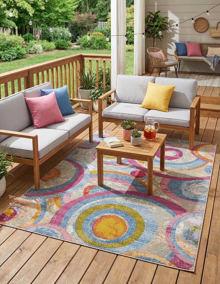 Detail image of 5' x 7'  Washable Modern Indoor / Outdoor Rug