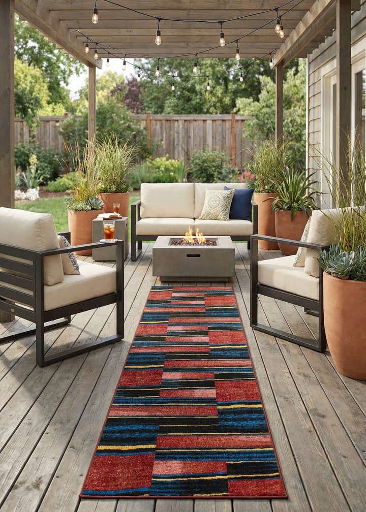 2' 7 x 10' Easy-Clean Modern Indoor / Outdoor Runner Rug