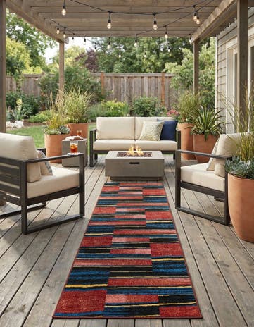 2' 7 x 10' Easy-Clean Modern Indoor / Outdoor Runner Rug