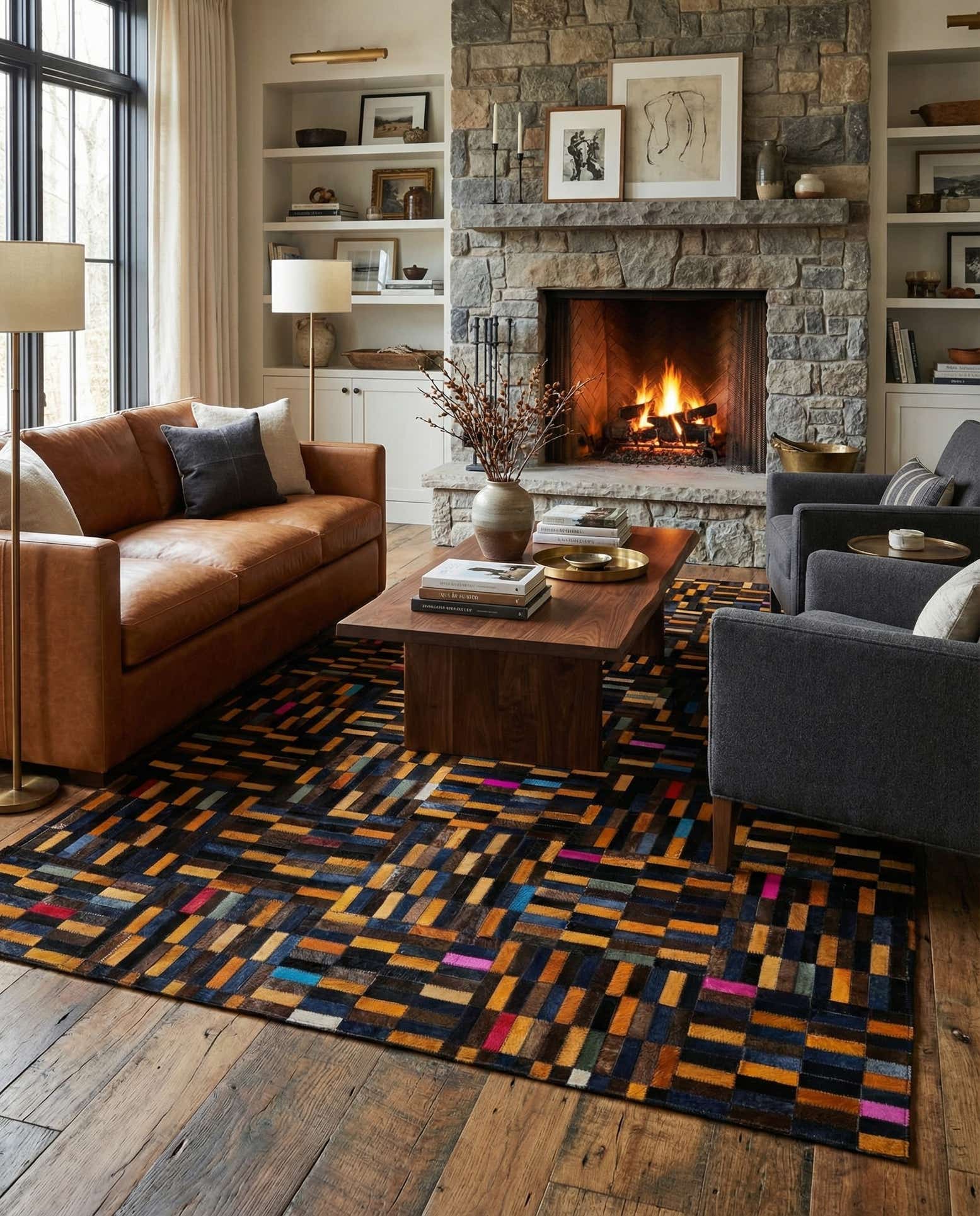 5' 1 x 8' Cowhide - Patchwork Rug