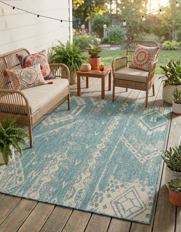 4' x 6' Easy-Clean Bohemian Indoor / Outdoor Rug