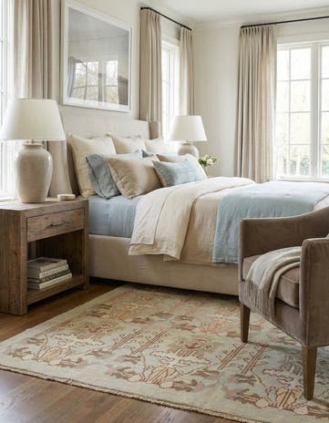 4' 2 x 7' 3 Hand Knotted Oushak Wool Rug