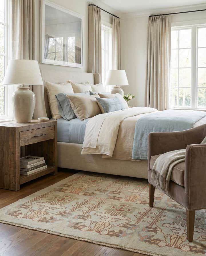 4' 2 x 7' 3 Hand Knotted Oushak Wool Rug