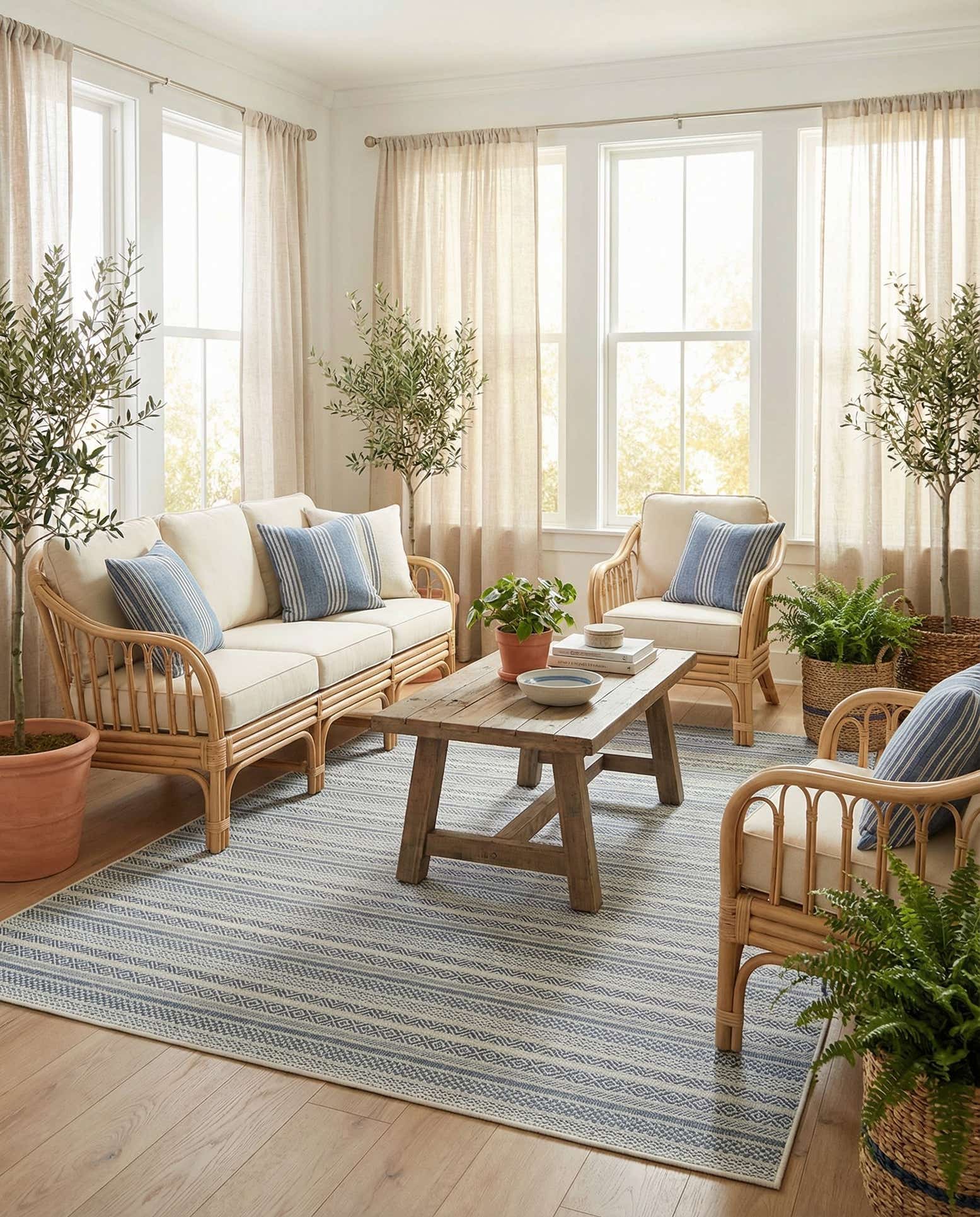 7' 10 x 11' Easy-Clean Ribbon Indoor / Outdoor Rug
