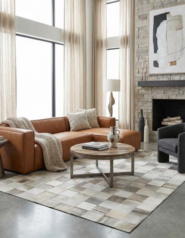 5' x 8' Cowhide Leather Rug
