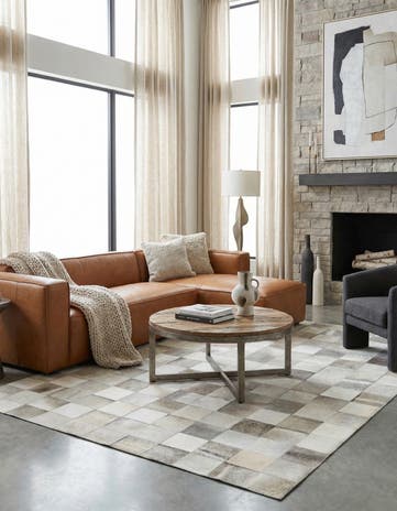 5' x 8' Cowhide Leather Rug