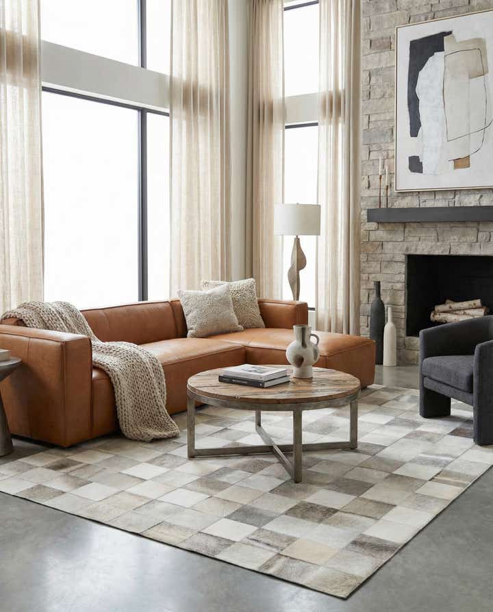 5' x 8' Cowhide Leather Rug
