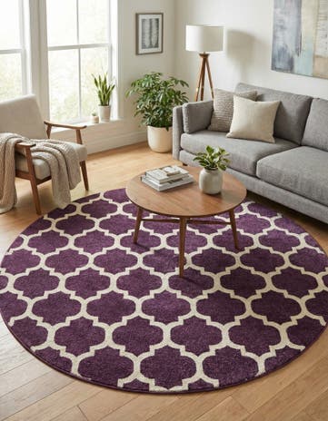 Purple Lattice Round Rug