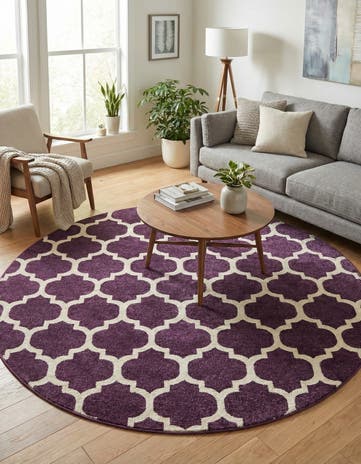 Purple Lattice Round Rug