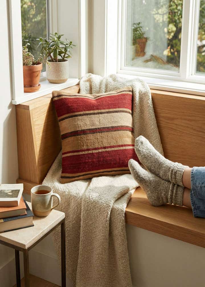 1' 6 x 1' 6 Hand Woven Pillow Wool Square Rug