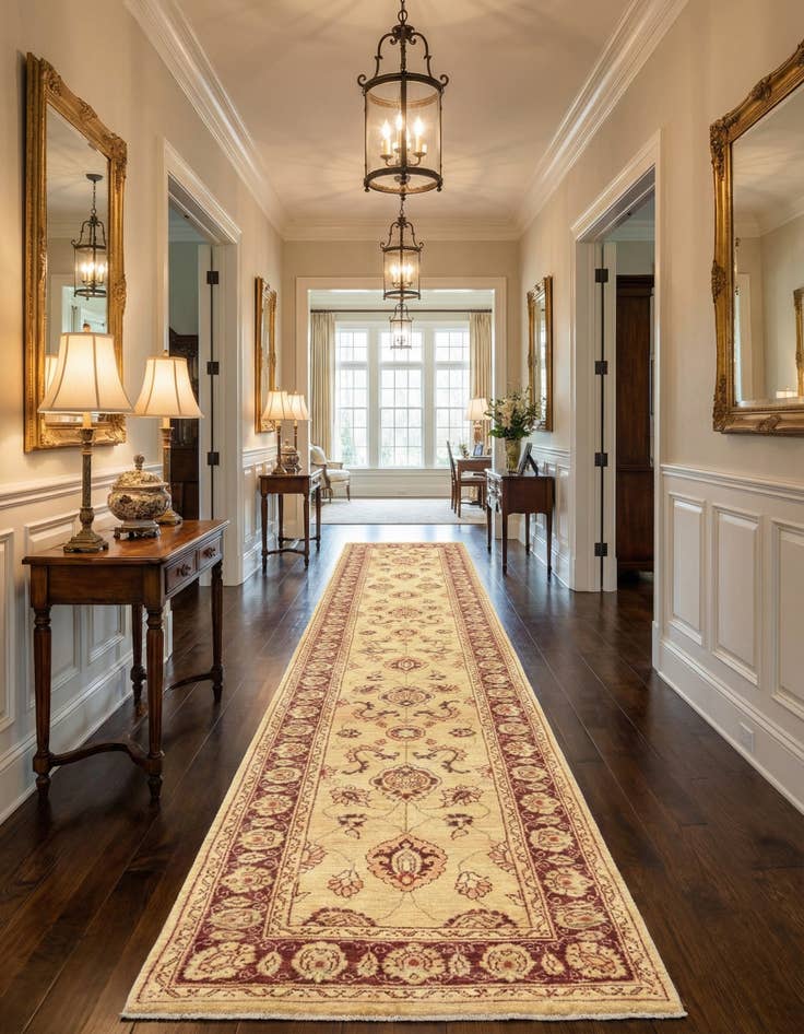 Detail image of 2' 10 x 17' 4  Hand Knotted Peshawar Ziegler Runner Rug