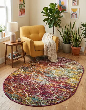 4' x 6' Lattice Frieze Oval Rug