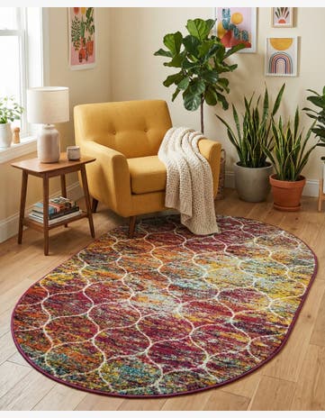 Lattice Frieze Oval Rug