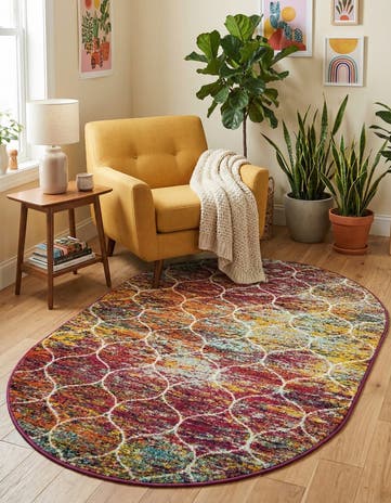 4' x 6' Lattice Frieze Oval Rug