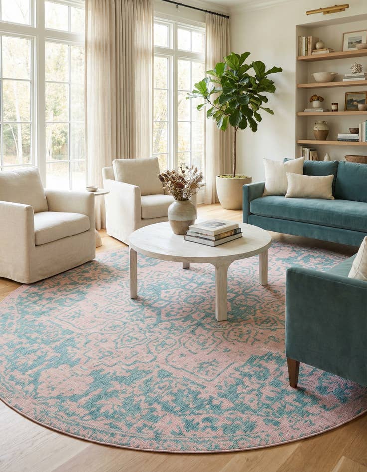 Detail image of 13' x 13'  Washable Jill Zarin Dubai Indoor / Outdoor Round Rug