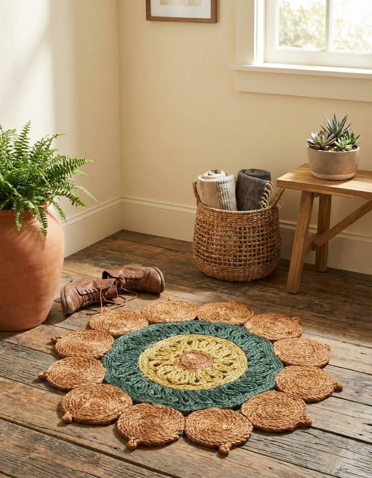 Detail image of 2' x 2'  Hand Braided Jute Round Rug