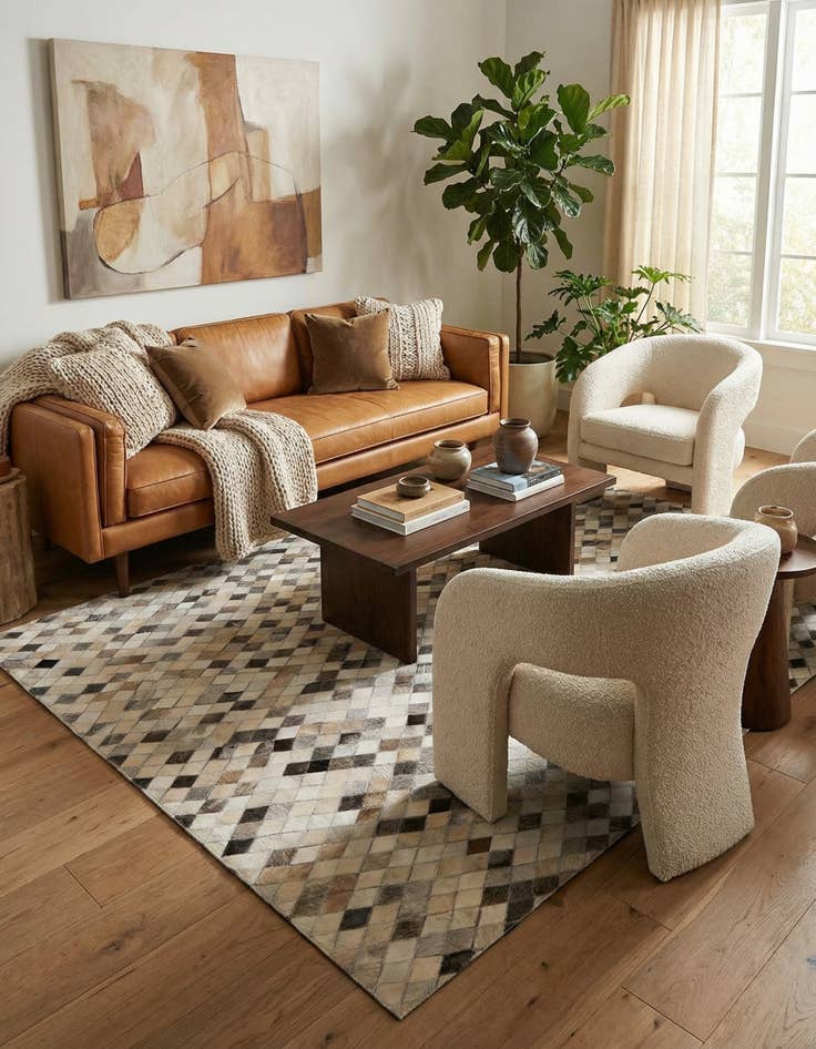 Detail image of 5' x 8' Cowhide Leather Rug