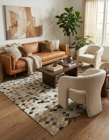 5' x 8' Cowhide Leather Rug