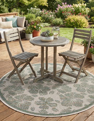 4' 1 x 4' 1 Easy-Clean Baja Indoor / Outdoor Round Rug